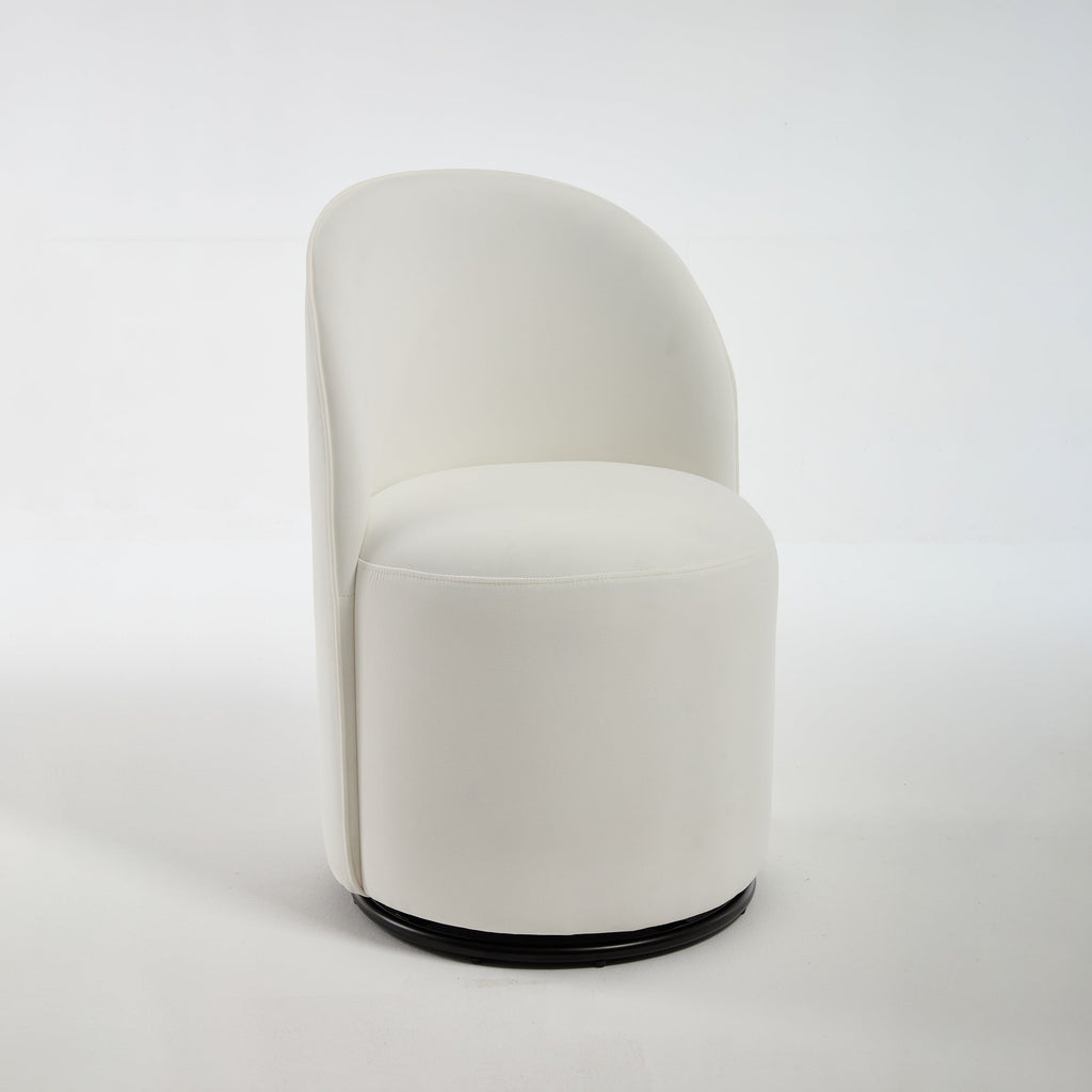 Set Of 1 Upholstered Kitchen & Dining Room Barrel Chair, Mid Century Modern Round Velvet Dining Chair, 360 Degree Swivel Comfy Armless Accent Makeup Vanity Side Chair for Bedroom Living Room