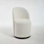 Set Of 1 Upholstered Kitchen & Dining Room Barrel Chair, Mid Century Modern Round Velvet Dining Chair, 360 Degree Swivel Comfy Armless Accent Makeup Vanity Side Chair for Bedroom Living Room