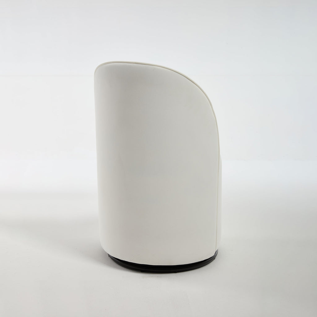 Set Of 1 Upholstered Kitchen & Dining Room Barrel Chair, Mid Century Modern Round Velvet Dining Chair, 360 Degree Swivel Comfy Armless Accent Makeup Vanity Side Chair for Bedroom Living Room