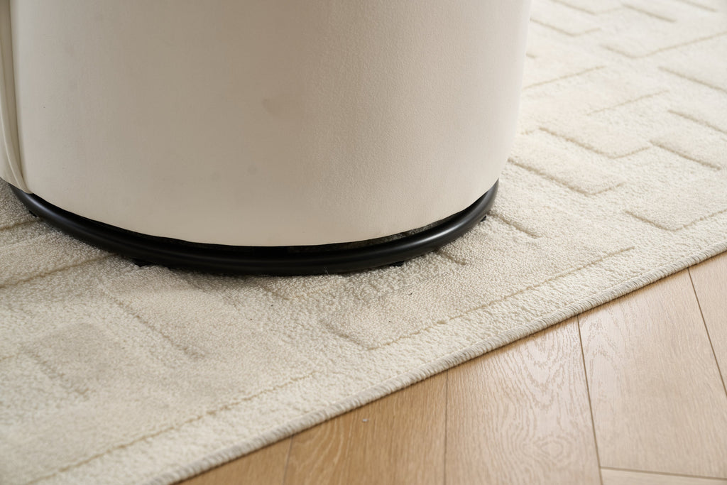 Set Of 1 Upholstered Kitchen & Dining Room Barrel Chair, Mid Century Modern Round Velvet Dining Chair, 360 Degree Swivel Comfy Armless Accent Makeup Vanity Side Chair for Bedroom Living Room