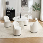 Set Of 1 Upholstered Kitchen & Dining Room Barrel Chair, Mid Century Modern Round Velvet Dining Chair, 360 Degree Swivel Comfy Armless Accent Makeup Vanity Side Chair for Bedroom Living Room