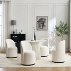 Set Of 1 Upholstered Kitchen & Dining Room Barrel Chair, Mid Century Modern Round Velvet Dining Chair, 360 Degree Swivel Comfy Armless Accent Makeup Vanity Side Chair for Bedroom Living Room