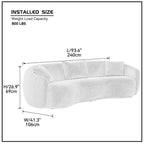 Mid Century Modern Curved Living Room Sofa, 4-Seat Boucle Fabric Couch for Bedroom, Office, Apartment, off white(beige and white)