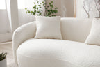 Mid Century Modern Curved Living Room Sofa, 4-Seat Boucle Fabric Couch for Bedroom, Office, Apartment, off white(beige and white)