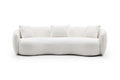 Mid Century Modern Curved Living Room Sofa, 4-Seat Boucle Fabric Couch for Bedroom, Office, Apartment, off white(beige and white)