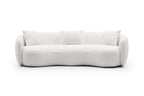 Mid Century Modern Curved Living Room Sofa, 4-Seat Boucle Fabric Couch for Bedroom, Office, Apartment, off white(beige and white)