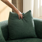 102.36 inch Mid Century Modern Sectional Curved Sofa Couch, Comfy Sofa for Living Room,Upholstered 4-Seat Sofa Boucle Fabric Cream Style Couch for Apartment,Green