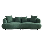102.36 inch Mid Century Modern Sectional Curved Sofa Couch, Comfy Sofa for Living Room,Upholstered 4-Seat Sofa Boucle Fabric Cream Style Couch for Apartment,Green