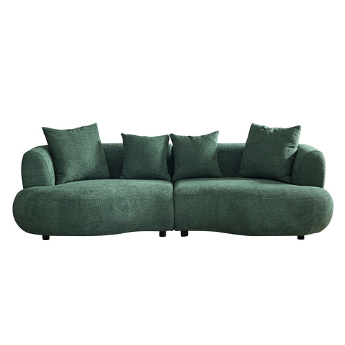 Mid-Century Modern Curved Upholstered Sectional Sofa.