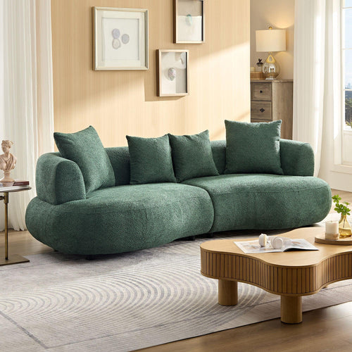 Mid-Century Modern Curved Upholstered Sectional Sofa.