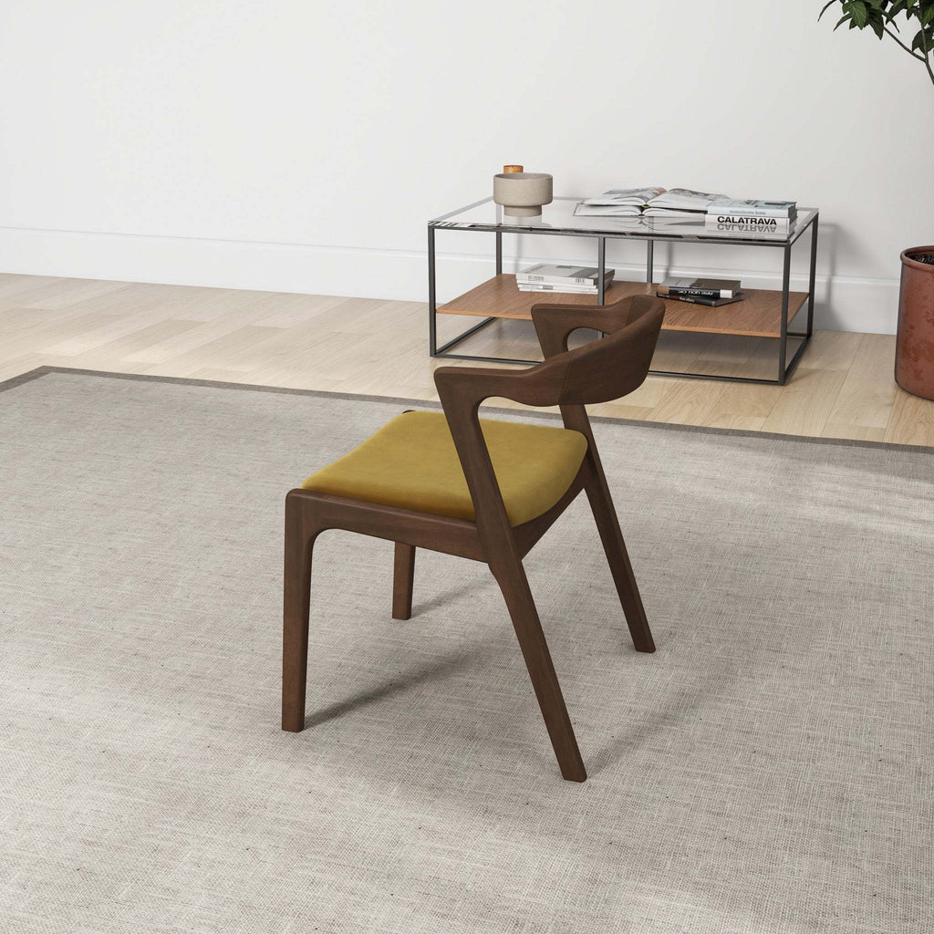 Dakota Dark Yellow Velvet Dining Chair (Set Of 2)