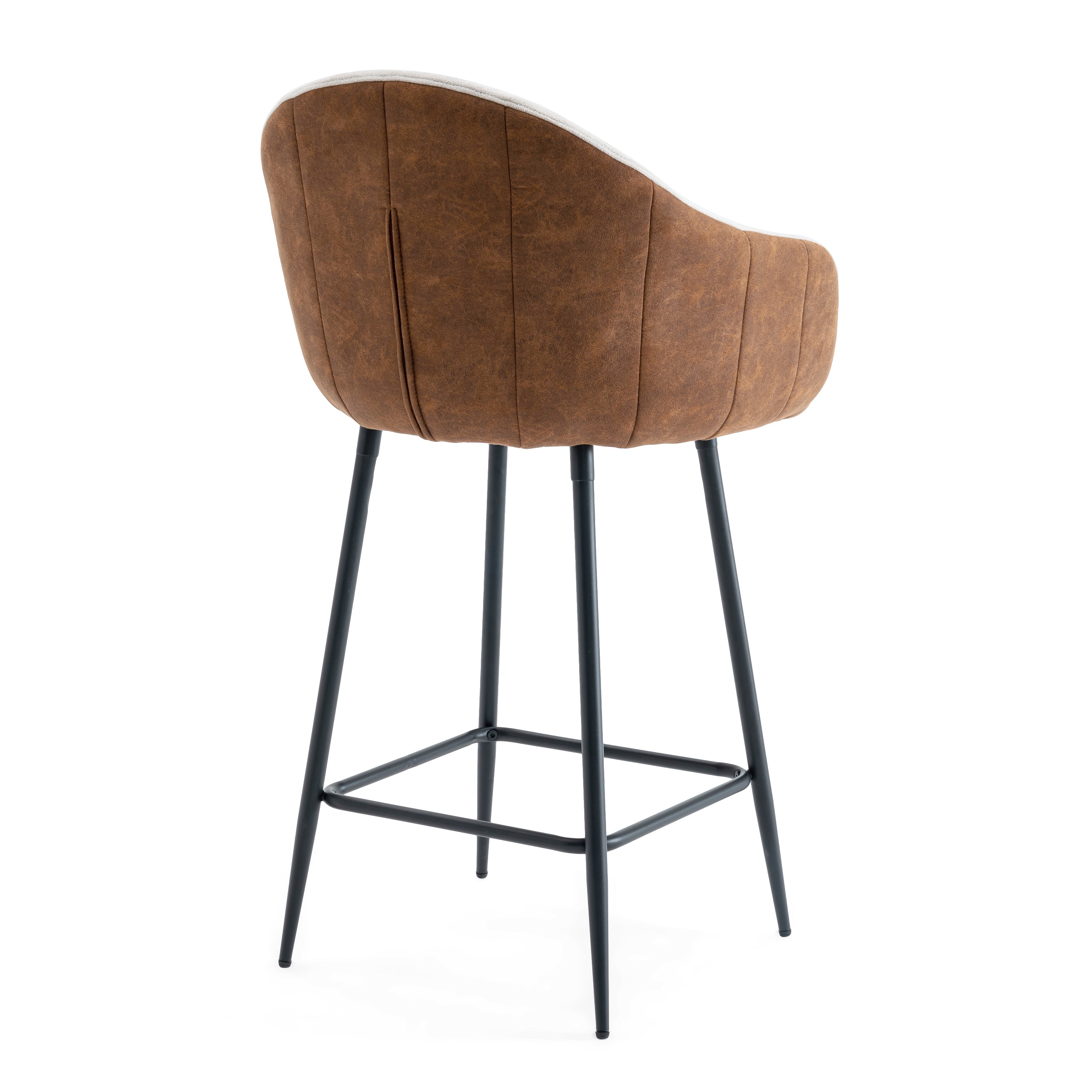 26.5'' Modern - Style counter height bar stools, with comfortable upholstery,durable metal legs ensure stability, enhance the decor of your kitchen or dining area.--Brown