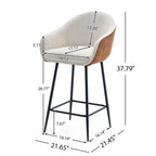 26.5'' Modern - Style counter height bar stools, with comfortable upholstery,durable metal legs ensure stability, enhance the decor of your kitchen or dining area.--Brown