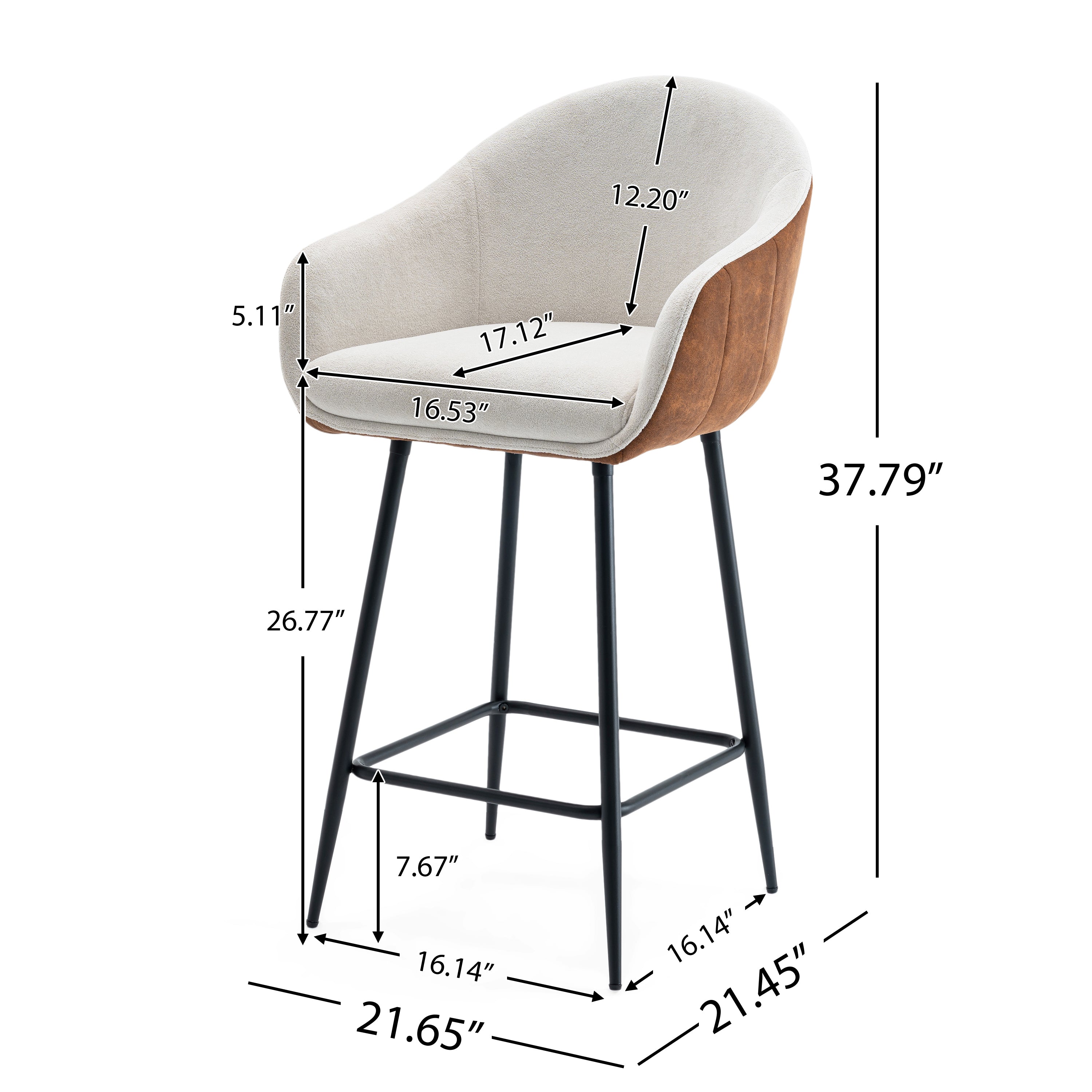 26.5'' Modern - Style counter height bar stools, with comfortable upholstery,durable metal legs ensure stability, enhance the decor of your kitchen or dining area.--Brown