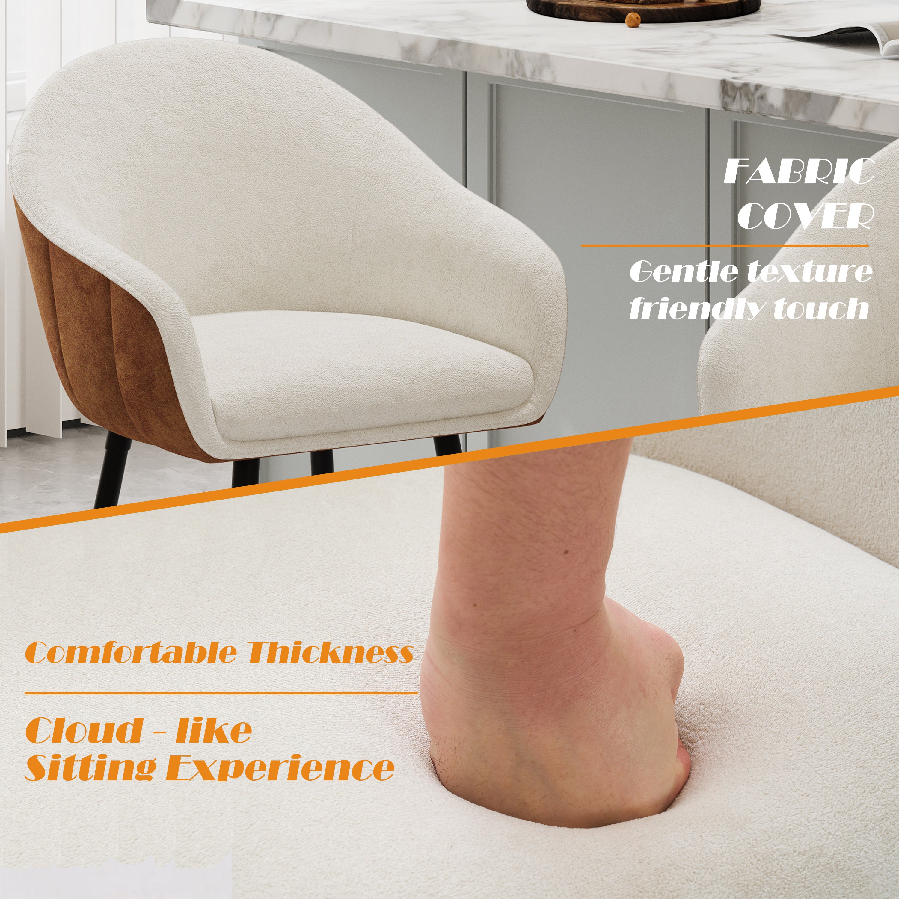 26.5'' Modern - Style counter height bar stools, with comfortable upholstery,durable metal legs ensure stability, enhance the decor of your kitchen or dining area.--Brown