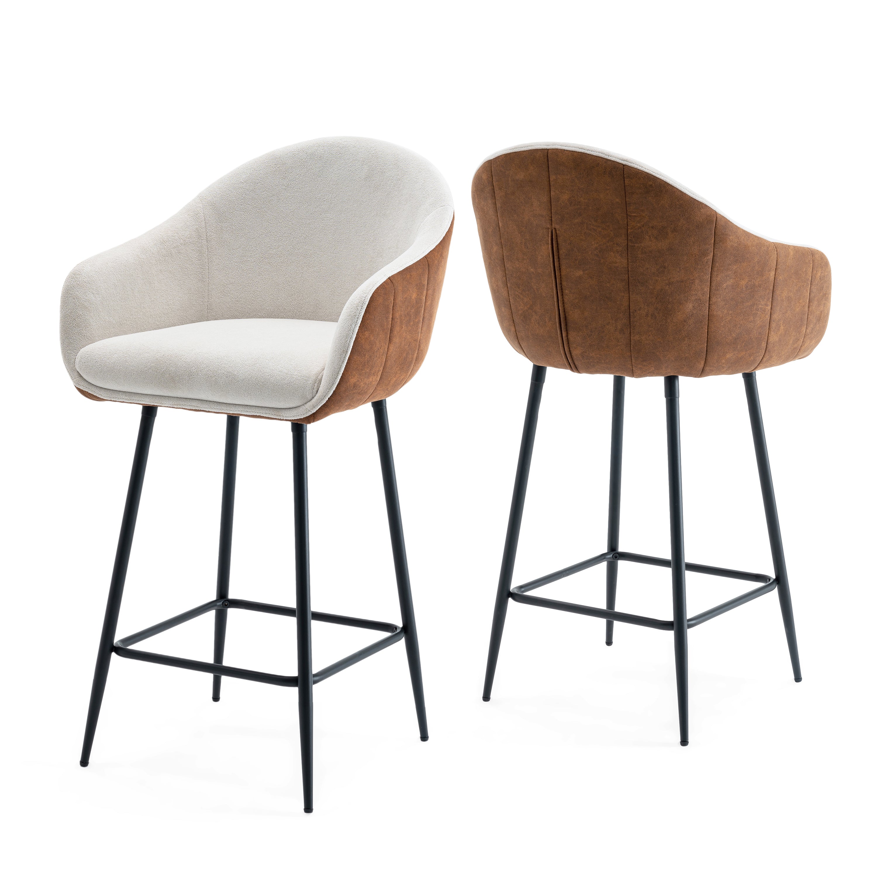 26.5'' Modern - Style counter height bar stools, with comfortable upholstery,durable metal legs ensure stability, enhance the decor of your kitchen or dining area.--Brown