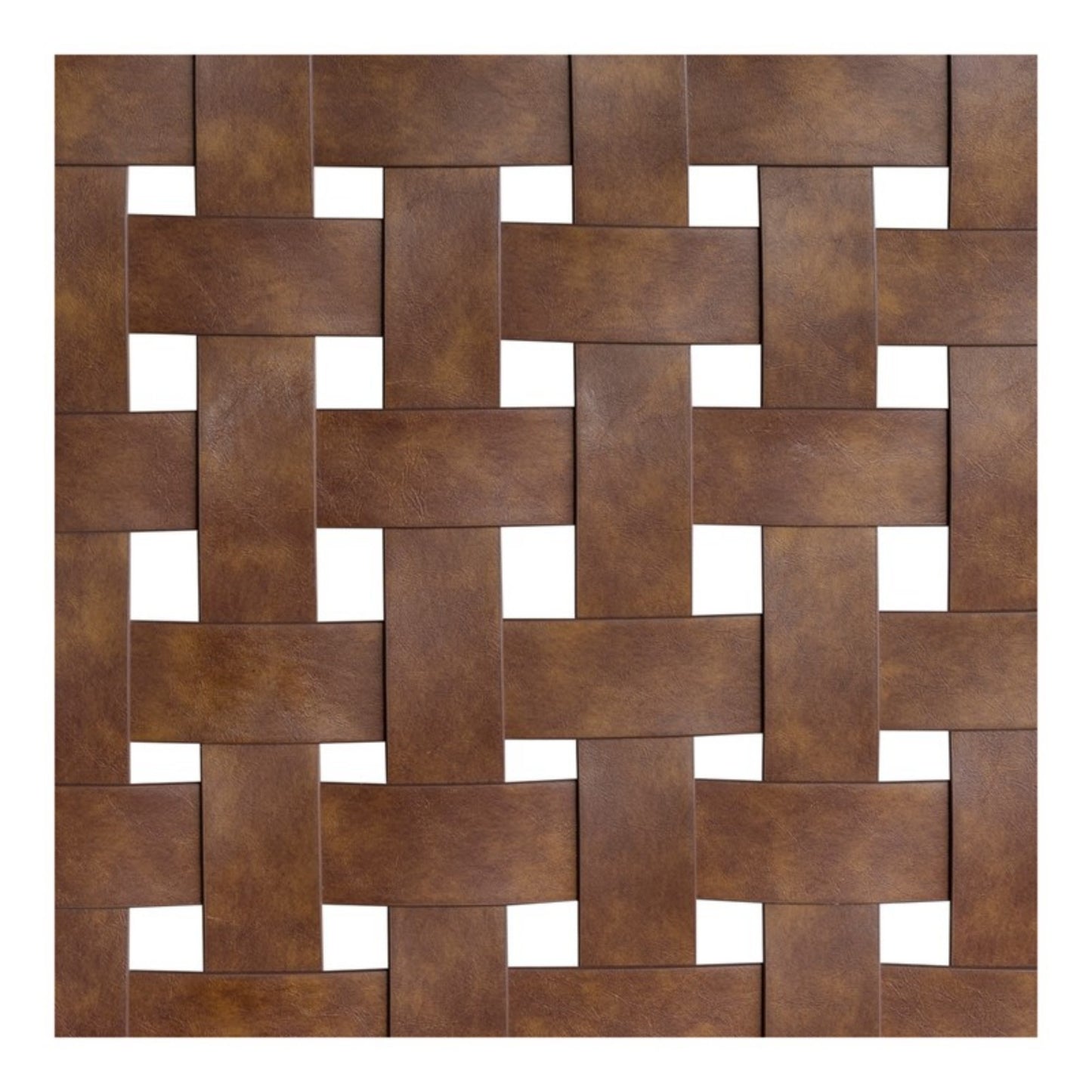 Mid-Century Modern Woven Faux Leather Queen Bed with Caramel Maple Wood Finish Bed Frame