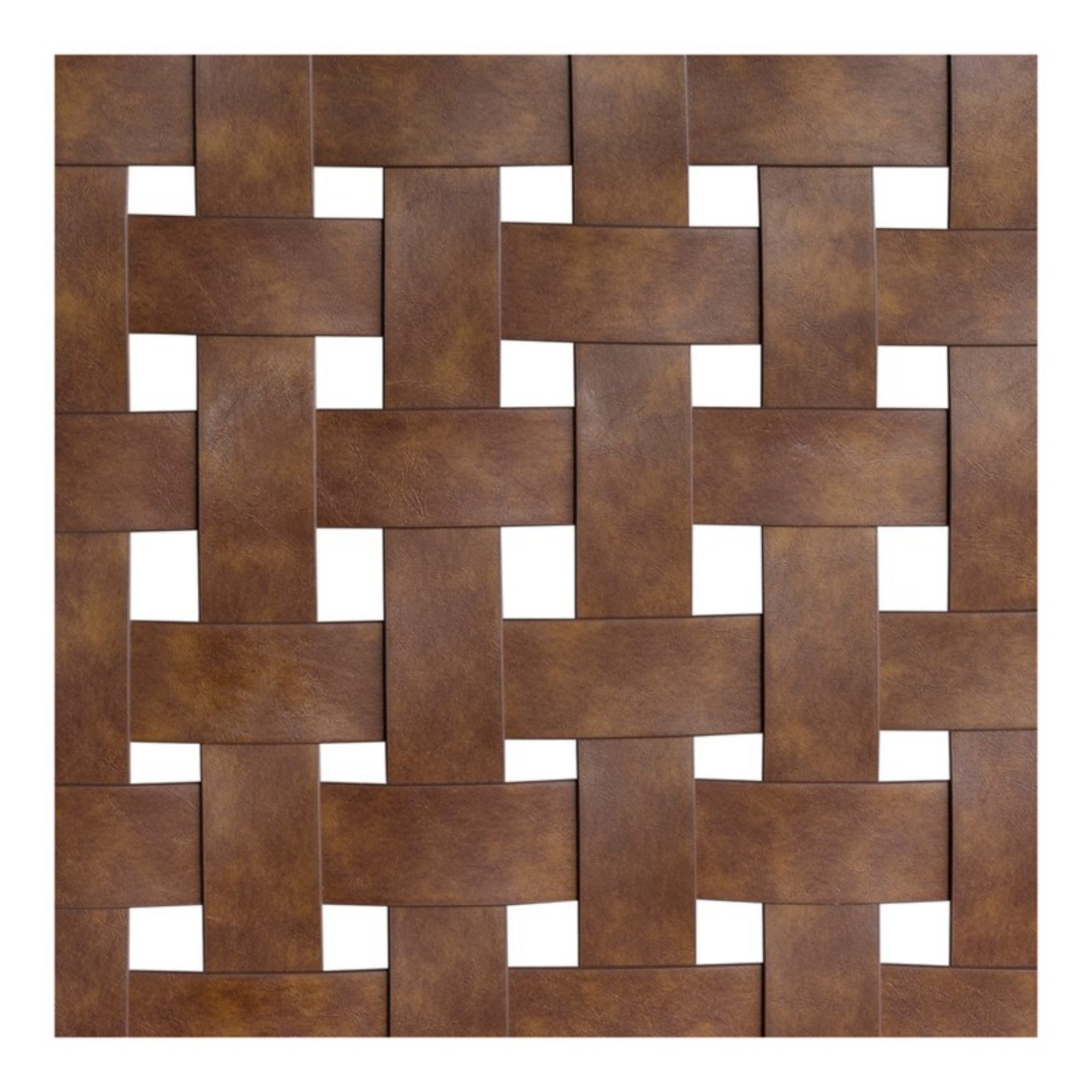 Mid-Century Modern Woven Faux Leather Queen Bed with Caramel Maple Wood Finish Bed Frame