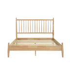 Mid-Century Modern Design Full Platform Bed 1pc Natural Finish Wooden Bedroom Furniture Vertical Slats Headboard, Bed in a Box