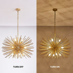 29' Mid-Century Modern 12-Light Starburst Chandelier – Gold Sputnik Pendant Light Fixture for Living Room, Dining Room, or Foyer (Bulb Not Included)