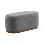 Lift Top Storage Bench Foam Cushioned Seat Gray Corduroy Fabric Upholstery 1pc