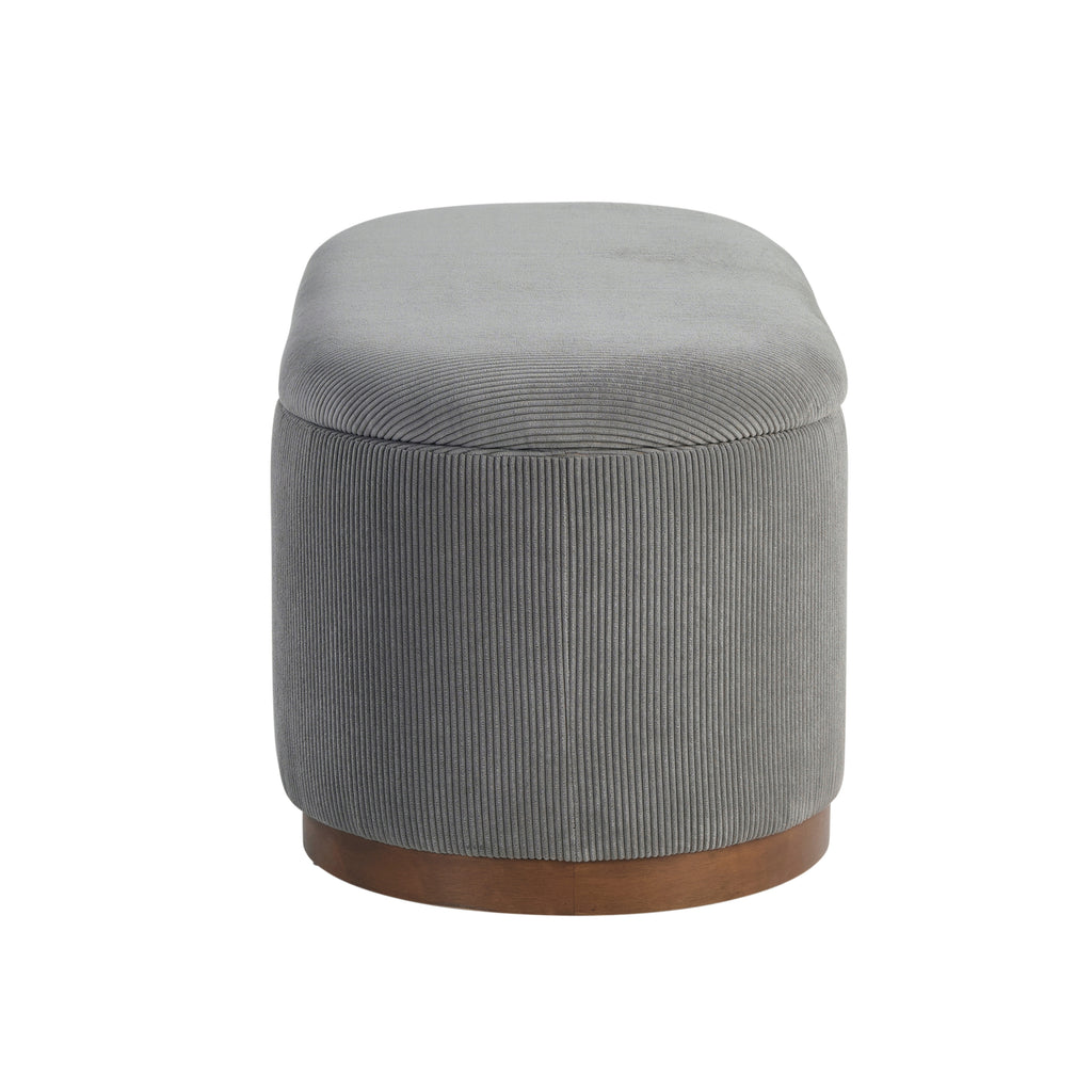 Lift Top Storage Bench Foam Cushioned Seat Gray Corduroy Fabric Upholstery 1pc
