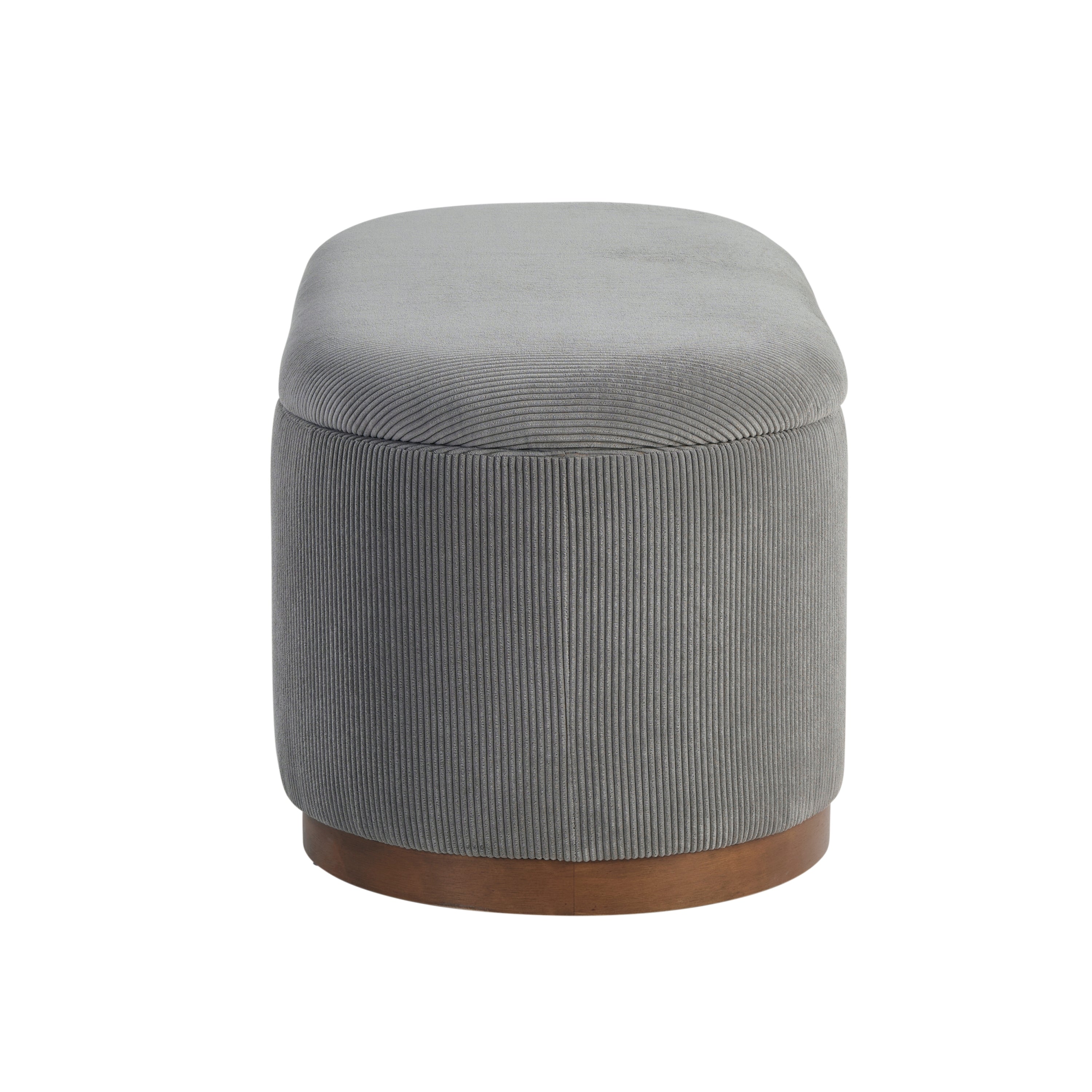Lift Top Storage Bench Foam Cushioned Seat Gray Corduroy Fabric Upholstery 1pc