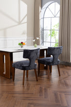 Mid Century Modern Dining Chairs Set of 2, Farmhouse Linen Fabric Upholstered Accent Chair,Kitchen Chairs with Hardwood Frame, Gray