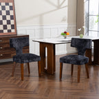 Mid Century Modern Dining Chairs Set of 2, Farmhouse Linen Fabric Upholstered Accent Chair,Kitchen Chairs with Hardwood Frame, Gray