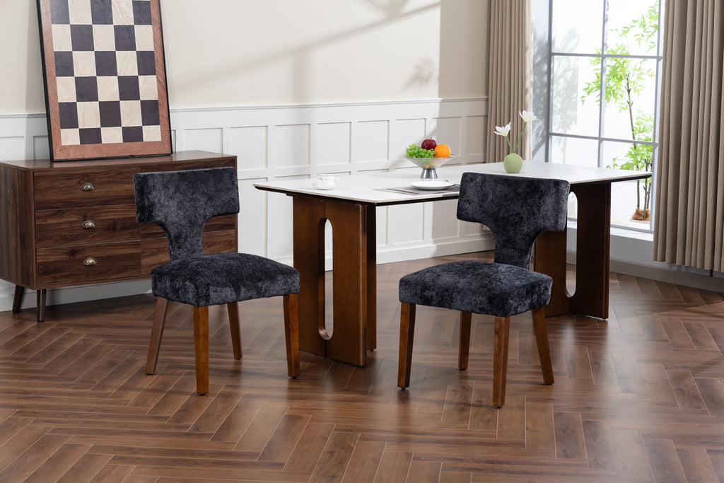 Mid Century Modern Dining Chairs Set of 2, Farmhouse Linen Fabric Upholstered Accent Chair,Kitchen Chairs with Hardwood Frame, Gray