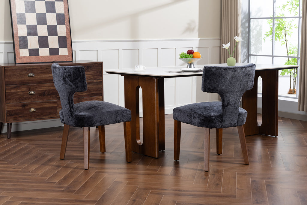 Mid Century Modern Dining Chairs Set of 2, Farmhouse Linen Fabric Upholstered Accent Chair,Kitchen Chairs with Hardwood Frame, Gray