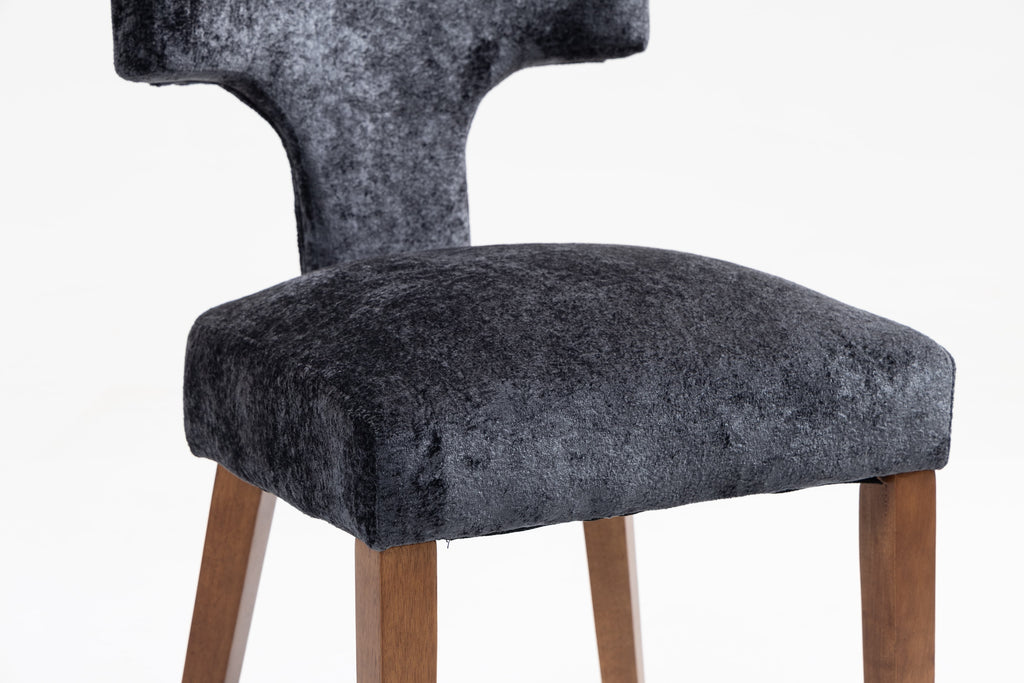 Mid Century Modern Dining Chairs Set of 2, Farmhouse Linen Fabric Upholstered Accent Chair,Kitchen Chairs with Hardwood Frame, Gray