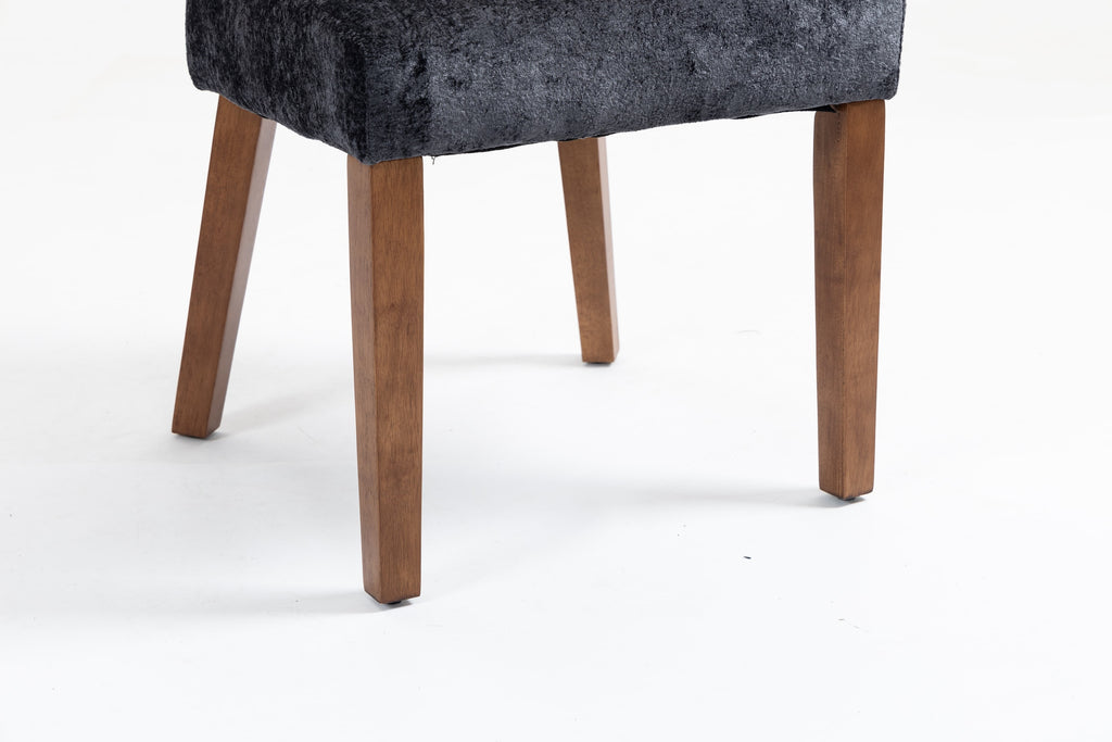 Mid Century Modern Dining Chairs Set of 2, Farmhouse Linen Fabric Upholstered Accent Chair,Kitchen Chairs with Hardwood Frame, Gray