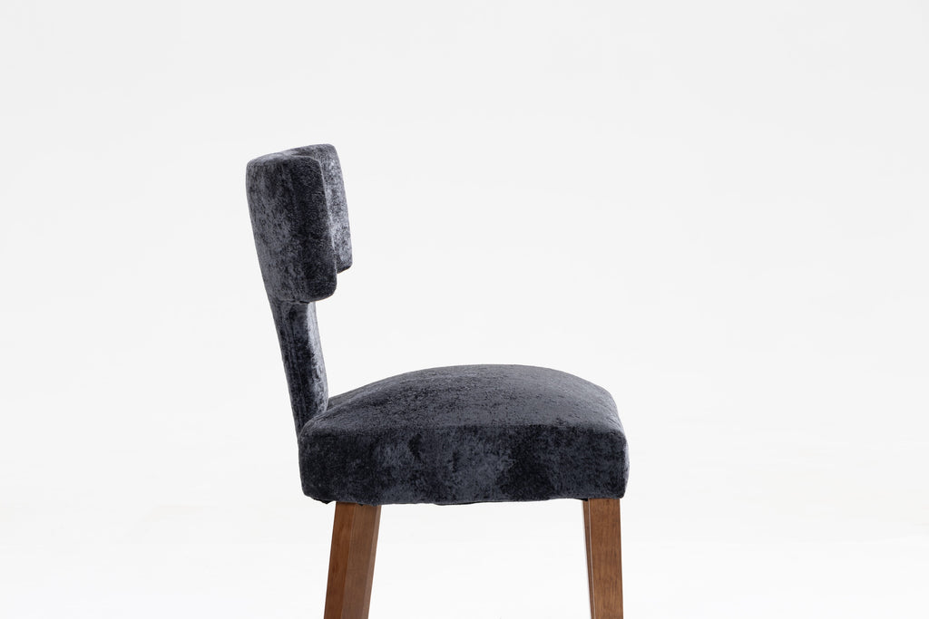 Mid Century Modern Dining Chairs Set of 2, Farmhouse Linen Fabric Upholstered Accent Chair,Kitchen Chairs with Hardwood Frame, Gray