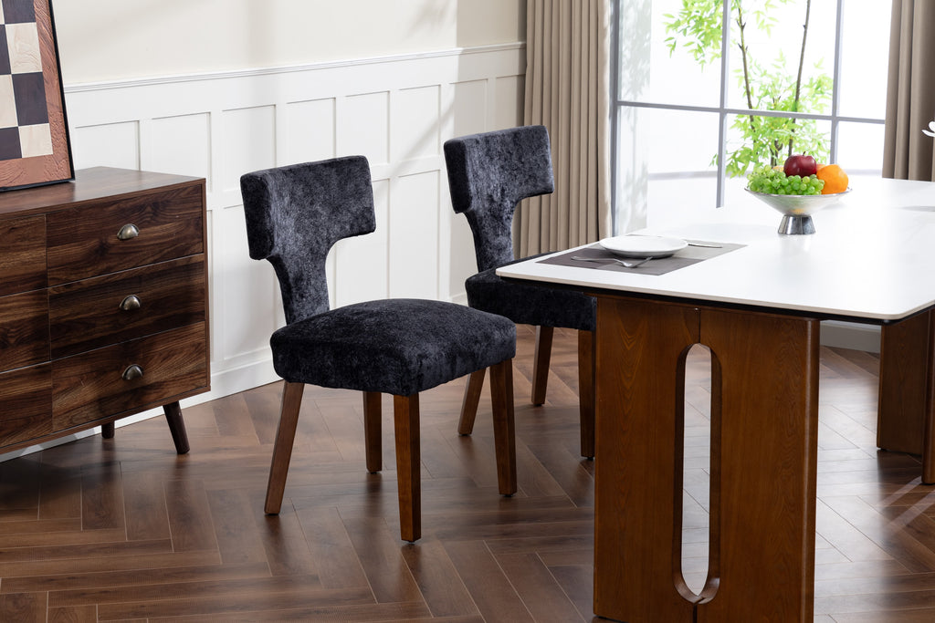 Mid Century Modern Dining Chairs Set of 2, Farmhouse Linen Fabric Upholstered Accent Chair,Kitchen Chairs with Hardwood Frame, Gray