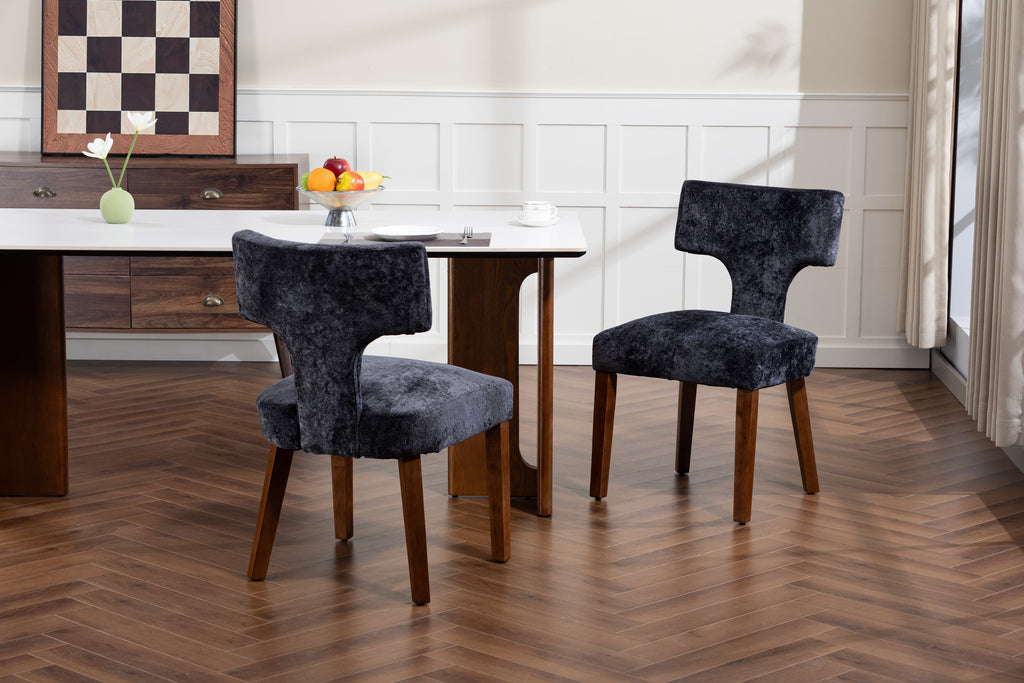 Mid Century Modern Dining Chairs Set of 2, Farmhouse Linen Fabric Upholstered Accent Chair,Kitchen Chairs with Hardwood Frame, Gray