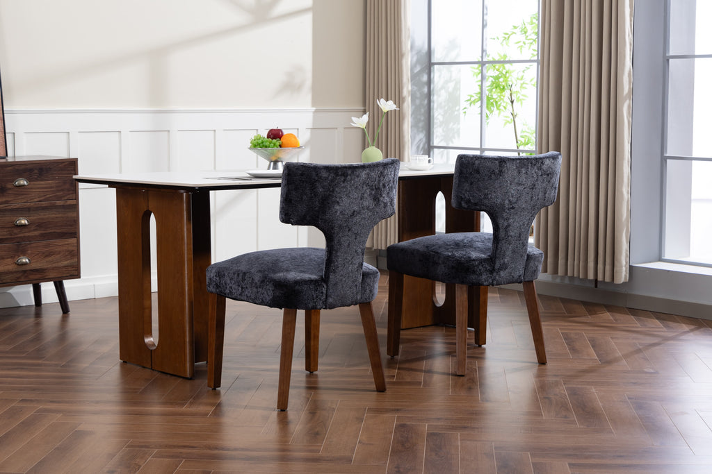 Mid Century Modern Dining Chairs Set of 2, Farmhouse Linen Fabric Upholstered Accent Chair,Kitchen Chairs with Hardwood Frame, Gray