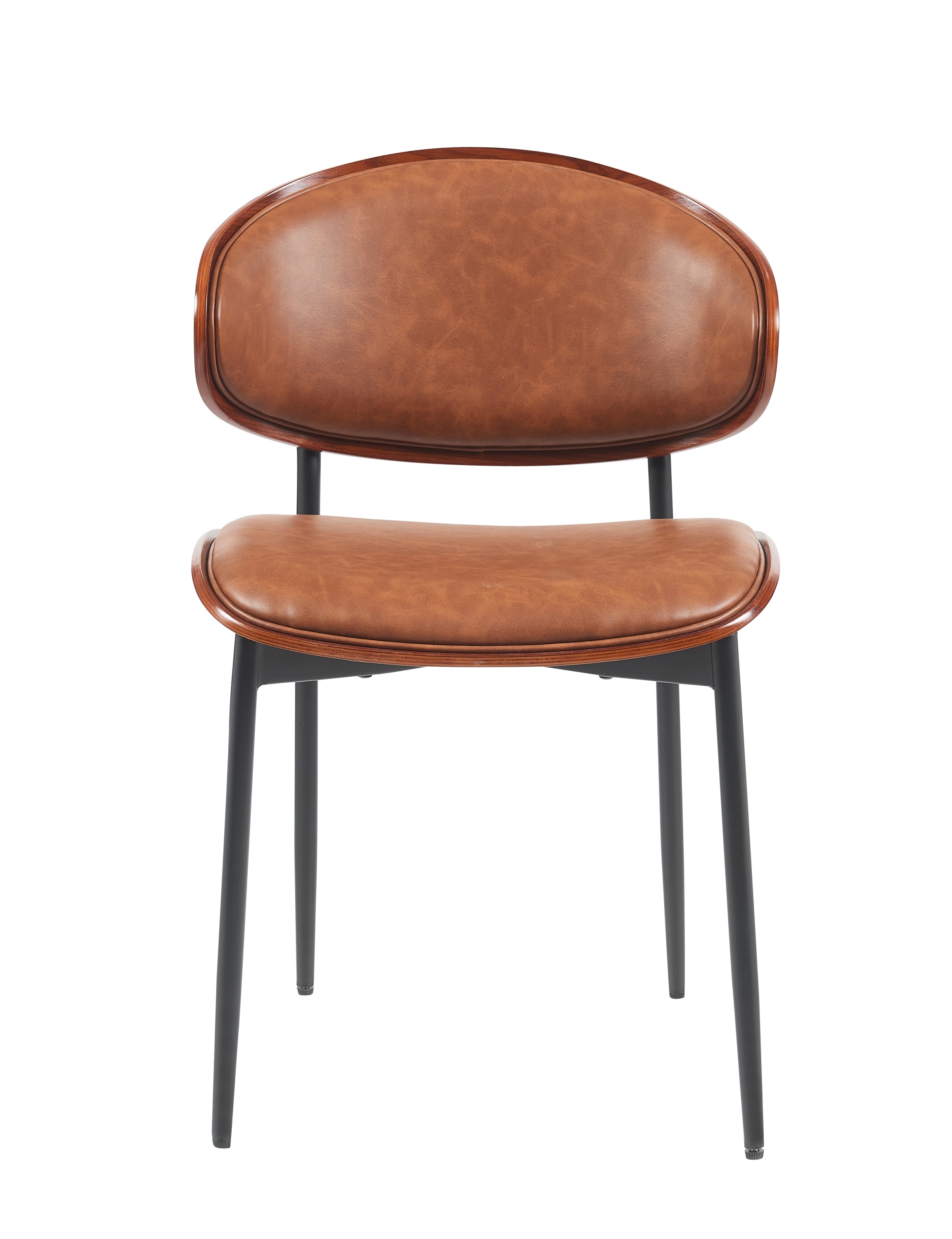 Mid-Century Modern Dining Chairs Set of 2 – Italian-Inspired Bentwood Design with Matte Metal Legs & Luxe PU Leather Seating