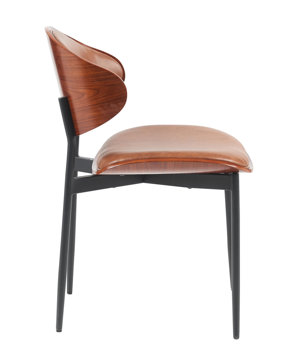 Mid-Century Modern Dining Chairs Set of 2 – Italian-Inspired Bentwood Design with Matte Metal Legs & Luxe PU Leather Seating