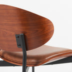 Mid-Century Modern Dining Chairs Set of 2 – Italian-Inspired Bentwood Design with Matte Metal Legs & Luxe PU Leather Seating