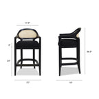 Americana Mid-Century Modern 26' Cane Back Counter Stool, Jet Black Woven