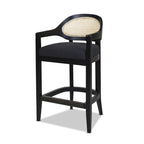 Americana Mid-Century Modern 26' Cane Back Counter Stool, Jet Black Woven