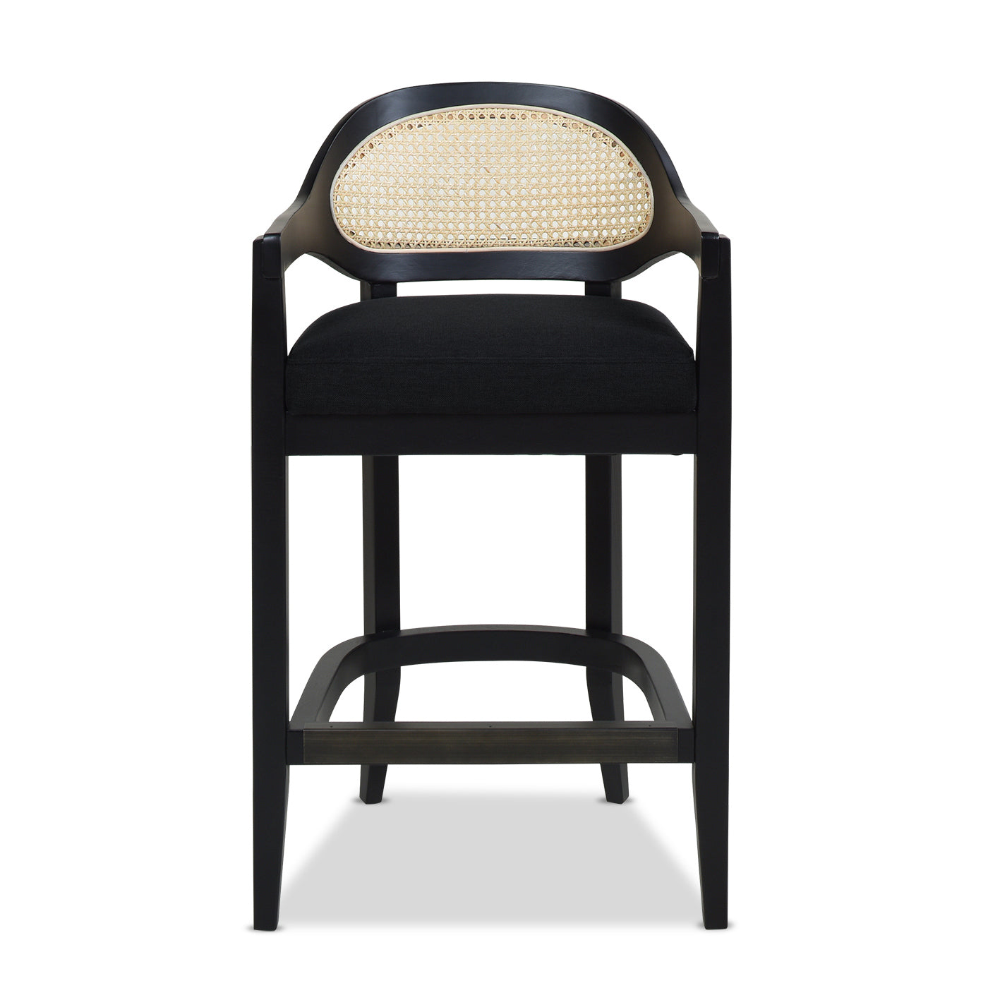Americana Mid-Century Modern 26' Cane Back Counter Stool, Jet Black Woven