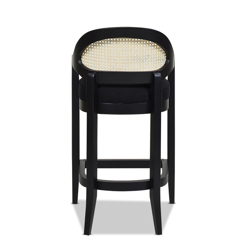 Americana Mid-Century Modern 26' Cane Back Counter Stool, Jet Black Woven