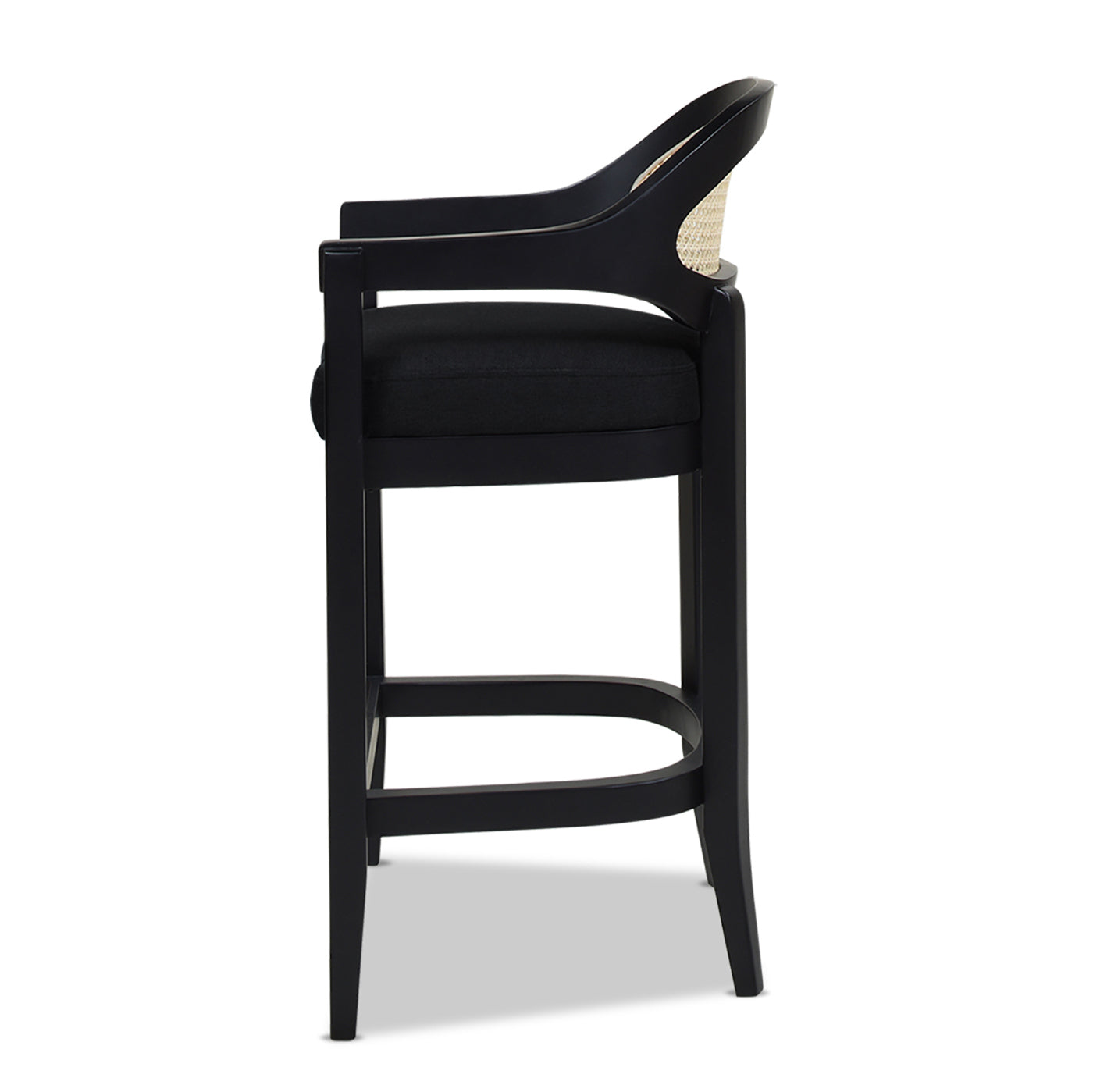 Americana Mid-Century Modern 26' Cane Back Counter Stool, Jet Black Woven