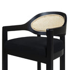 Americana Mid-Century Modern 26' Cane Back Counter Stool, Jet Black Woven