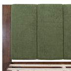 Premium Pine Wood King Bed Frame,King Size Bed Frame with Headboard Included,Mid Century Modern Bed,Walnut&Green Color Bed Frame