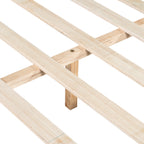 Premium Pine Wood King Bed Frame,King Size Bed Frame with Headboard Included,Mid Century Modern Bed,Walnut&Green Color Bed Frame