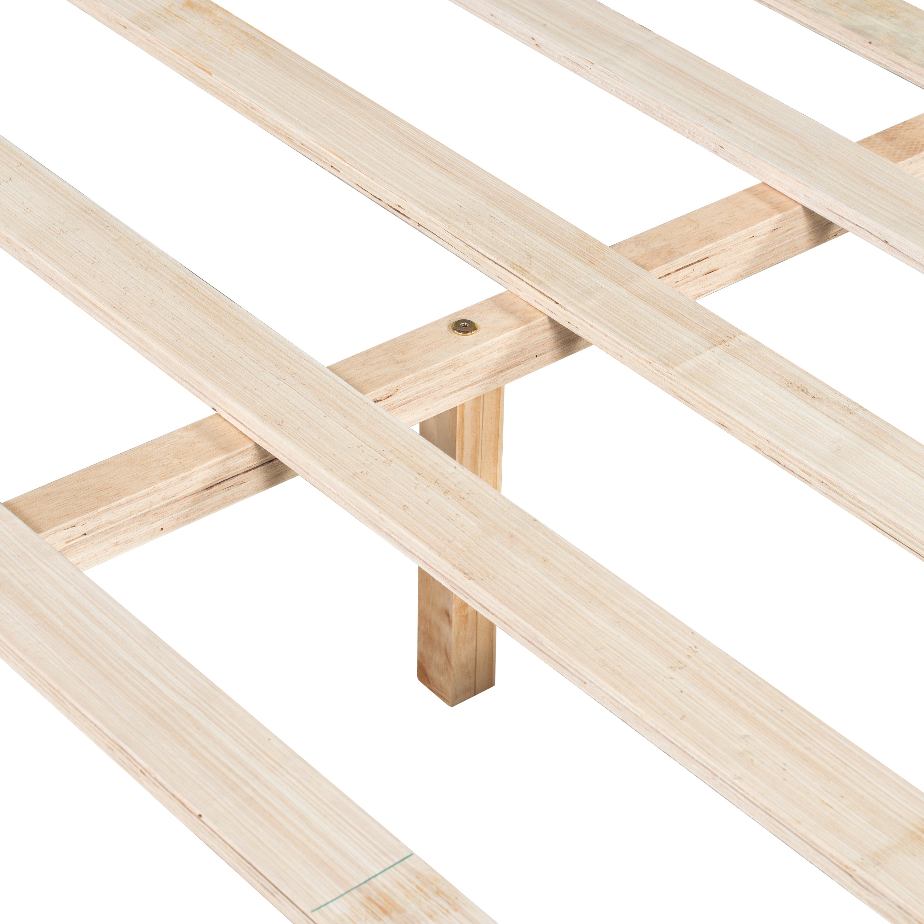 Premium Pine Wood King Bed Frame,King Size Bed Frame with Headboard Included,Mid Century Modern Bed,Walnut&Green Color Bed Frame