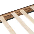 Premium Pine Wood King Bed Frame,King Size Bed Frame with Headboard Included,Mid Century Modern Bed,Walnut&Green Color Bed Frame